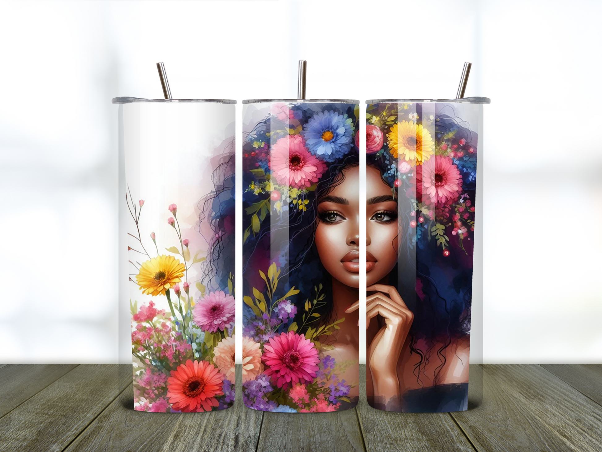 Queen Vibes African American Girl Tumbler