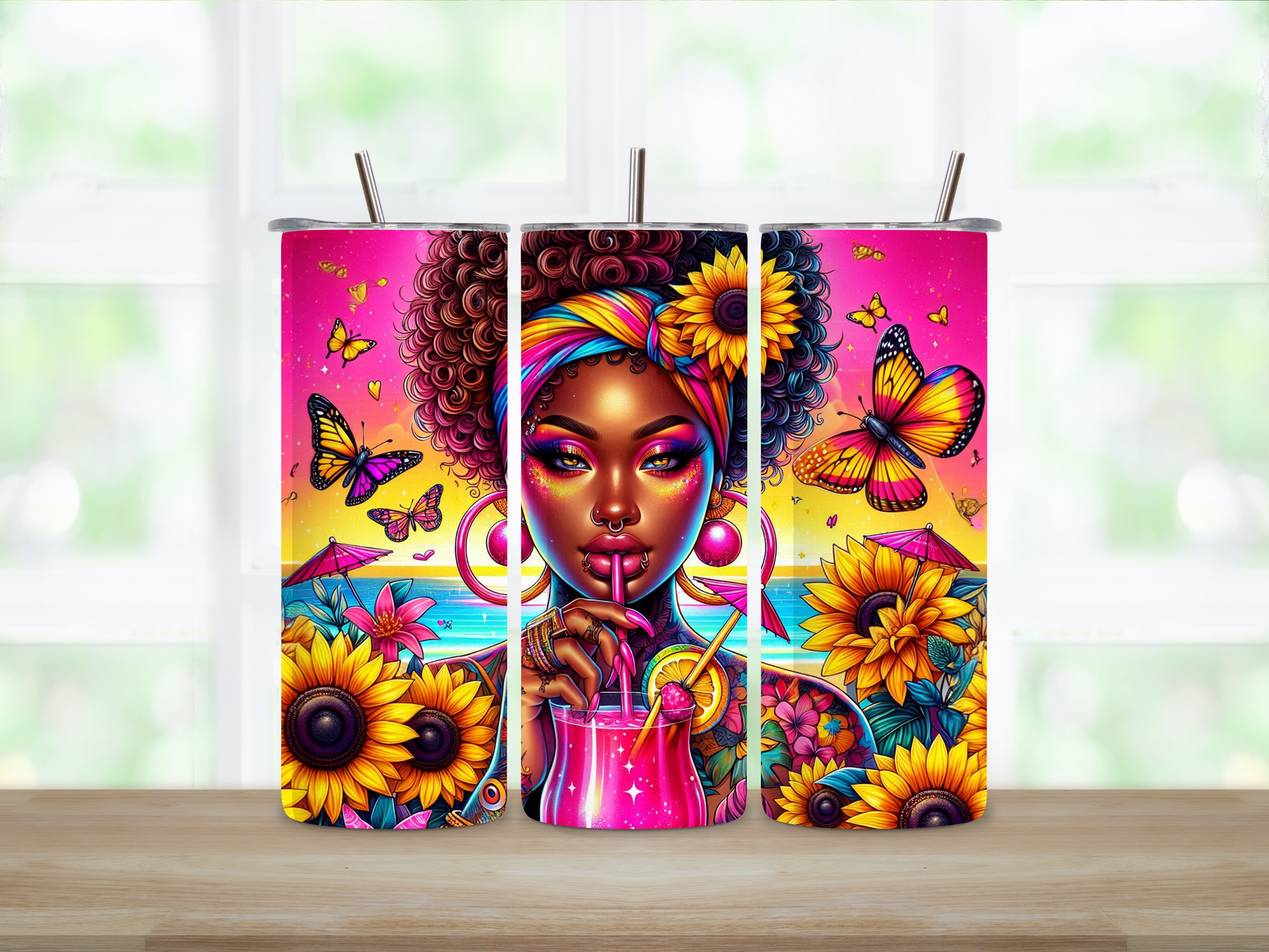 Sunflower Summer Two 20 oz Tumbler – Vibrant, Empowering Drinkware for Women on the Go