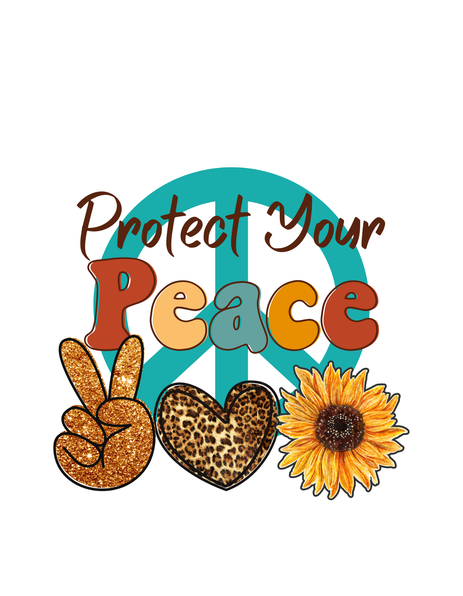 Leopard Peace Tshirt 2x and 3x